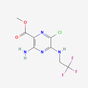 molecular formula C8H8ClF3N4O2 B12725117 Pyrazinecarboxylic acid, 3-amino-6-chloro-5-((2,2,2-trifluoroethyl)amino)-, methyl ester CAS No. 1458-31-7