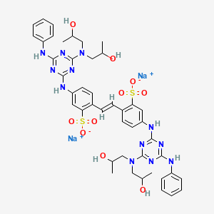 molecular formula C44H50N12Na2O10S2 B12725229 Disodium 4,4'-bis((6-anilino-4-(bis(2-hydroxypropyl)amino)-1,3,5-triazin-2-yl)amino)stilbene-2,2'-disulphonate CAS No. 93778-02-0