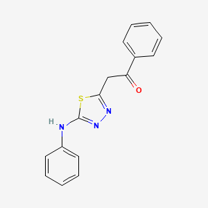 molecular formula C16H13N3OS B12725256 Ethanone, 1-phenyl-2-(5-(phenylamino)-1,3,4-thiadiazol-2-yl)- CAS No. 132334-18-0