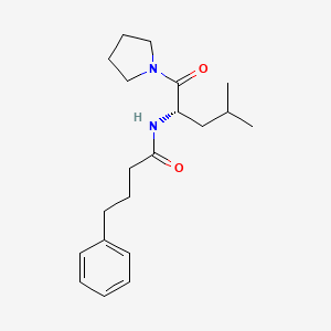 molecular formula C20H30N2O2 B12725292 Benzenebutanamide, N-(3-methyl-1-(1-pyrrolidinylcarbonyl)butyl)-, (S)- CAS No. 112603-66-4