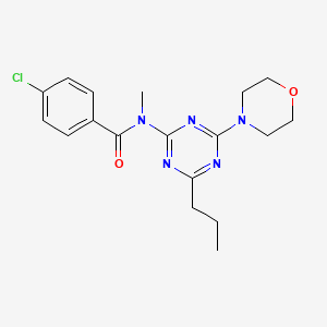 molecular formula C18H22ClN5O2 B12725314 Benzamide, 4-chloro-N-methyl-N-(4-(4-morpholinyl)-6-propyl-1,3,5-triazin-2-yl)- CAS No. 127375-01-3