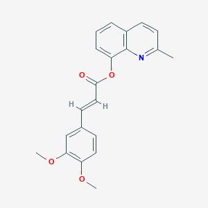 molecular formula C21H19NO4 B12725318 2-Propenoic acid, 3-(3,4-dimethoxyphenyl)-, 2-methyl-8-quinolinyl ester, (2E)- CAS No. 210890-81-6