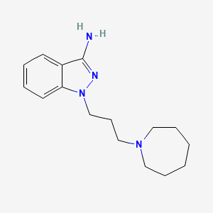 molecular formula C16H24N4 B12725369 1H-Indazol-3-amine, 1-(3-(hexahydro-1H-azepin-1-yl)propyl)- CAS No. 88837-29-0