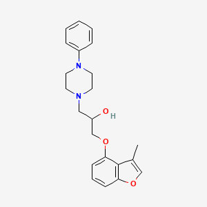 molecular formula C22H26N2O3 B12725379 alpha-(((3-Methyl-4-benzofuranyl)oxy)methyl)-4-phenyl-1-piperazineethanol CAS No. 88737-44-4