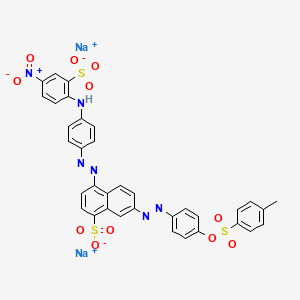 molecular formula C35H24N6Na2O11S3 B12725421 Disodium 1-((4-(((4-methylphenyl)sulphonyl)oxy)phenyl)azo)-4-((4-((4-nitro-2-sulphonatophenyl)amino)phenyl)azo)naphthalenesulphonate CAS No. 82508-83-6