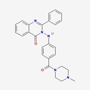 molecular formula C26H25N5O2 B12725497 Piperazine, 1-methyl-4-(4-((4-oxo-2-phenyl-3(4H)-quinazolinyl)amino)benzoyl)- CAS No. 131604-12-1