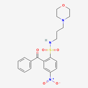 molecular formula C20H23N3O6S B12725501 Benzenesulfonamide, 2-benzoyl-N-(3-(4-morpholinyl)propyl)-4-nitro- CAS No. 111856-34-9