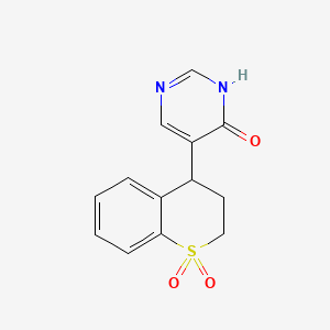 molecular formula C13H12N2O3S B12725505 5-(3,4-Dihydro-2H-1-benzothiopyran-4-yl)-4(1H)-pyrimidinone S,S-dioxide CAS No. 153004-52-5