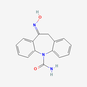 molecular formula C15H13N3O2 B12725547 5H-Dibenz(b,f)azepine-5-carboxamide, 10,11-dihydro-10-(hydroxyimino)-, (10E)- CAS No. 461670-31-5