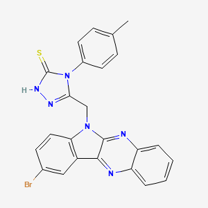 molecular formula C24H17BrN6S B12725594 3H-1,2,4-Triazole-3-thione, 2,4-dihydro-5-((9-bromo-6H-indolo(2,3-b)quinoxalin-6-yl)methyl)-4-(4-methylphenyl)- CAS No. 109322-27-2