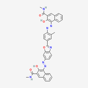molecular formula C38H29N7O5 B12725636 3-Hydroxy-4-((4-(6-((2-hydroxy-3-((methylamino)carbonyl)naphthyl)azo)benzoxazol-2-yl)-2-methylphenyl)azo)-N-methylnaphthalene-2-carboxamide CAS No. 90883-74-2