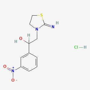 molecular formula C11H14ClN3O3S B12725753 2-Imino-alpha-(m-nitrophenyl)thiazolidin-3-ethanol monohydrochloride CAS No. 82760-90-5