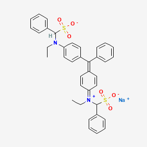 molecular formula C37H35N2NaO6S2 B12725878 Hydrogen (ethyl)(4-(alpha-(4-(ethyl(sulphonatobenzyl)amino)phenyl)benzylidene)cyclohexa-2,5-dien-1-ylidene)(sulphonatobenzyl)ammonium, sodium salt CAS No. 85353-70-4