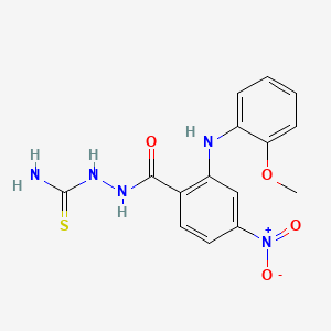 molecular formula C15H15N5O4S B12725891 Benzoic acid, 2-((2-methoxyphenyl)amino)-4-nitro-, 2-(aminothioxomethyl)hydrazide CAS No. 195370-49-1