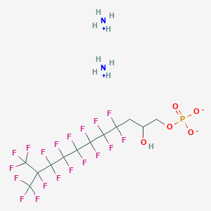 molecular formula C12H14F19N2O5P B12725899 Diammonium 4,4,5,5,6,6,7,7,8,8,9,9,10,11,11,11-hexadecafluoro-2-hydroxy-10-(trifluoromethyl)undecyl phosphate CAS No. 63295-18-1