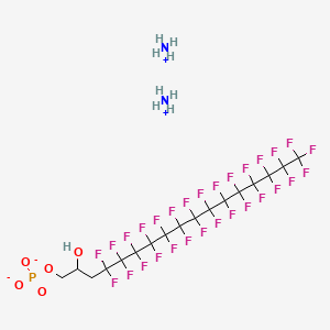 molecular formula C17H14F29N2O5P B12725986 Diammonium 4,4,5,5,6,6,7,7,8,8,9,9,10,10,11,11,12,12,13,13,14,14,15,15,16,16,17,17,17-nonacosafluoro-2-hydroxyheptadecyl phosphate CAS No. 94200-48-3
