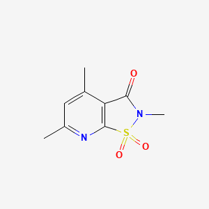 molecular formula C9H10N2O3S B12726013 Isothiazolo(5,4-b)pyridin-3(2H)-one, 2,4,6-trimethyl-, 1,1-dioxide CAS No. 108361-80-4