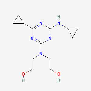 molecular formula C13H21N5O2 B12726019 Ethanol, 2,2'-((4-(cyclopropyl-6-(cyclorpopylamino)-1,3,5-triazin-2-yl)imino)bis- CAS No. 148312-39-4