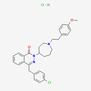 molecular formula C30H33Cl2N3O2 B12726035 1(2H)-Phthalazinone, 4-((4-chlorophenyl)methyl)-2-(hexahydro-1-(2-(4-methoxyphenyl)ethyl)-1H-azepin-4-yl)-, monohydrochloride CAS No. 110406-45-6