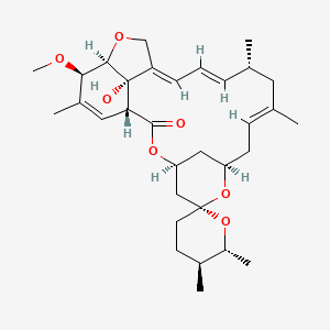 molecular formula C32H46O7 B12726038 Milbemycin B, 28-deoxy-6,28-epoxy-25-methyl-, (6R,25R)- CAS No. 51596-12-4