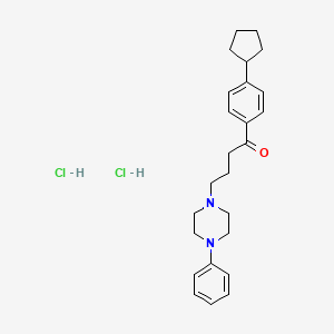 molecular formula C25H34Cl2N2O B12726111 1-Butanone, 1-(4-cyclopentylphenyl)-4-(4-phenyl-1-piperazinyl)-, dihydrochloride CAS No. 112446-93-2