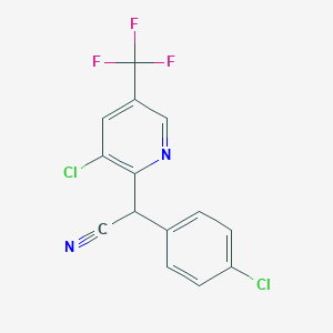 molecular formula C14H7Cl2F3N2 B1272613 2-(4-Chlorophenyl)-2-[3-chloro-5-(trifluoromethyl)-2-pyridinyl]acetonitrile CAS No. 213993-80-7