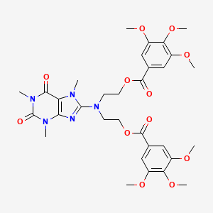 molecular formula C32H39N5O12 B12726234 Benzoic acid, 3,4,5-trimethoxy-, ((2,3,6,7-tetrahydro-1,3,7-trimethyl-2,6-dioxo-1H-purin-8-yl)imino)di-2,1-ethanediyl ester CAS No. 135101-49-4