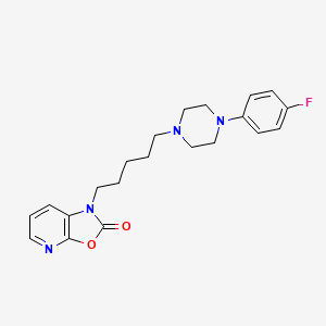 molecular formula C21H25FN4O2 B12726268 Oxazolo(5,4-b)pyridin-2(1H)-one, 1-(5-(4-(4-fluorophenyl)-1-piperazinyl)pentyl)- CAS No. 162254-25-3