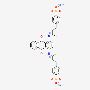 molecular formula C34H32N2Na2O8S2 B12726310 Disodium 4,4'-((9,10-dihydro-9,10-dioxo-1,4-anthrylene)bis(imino(3-methylpropane-1,3-diyl)))bis(benzenesulphonate) CAS No. 73398-31-9