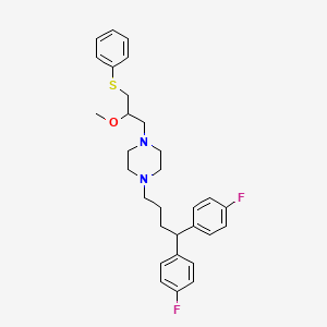 molecular formula C30H36F2N2OS B12726317 1-(4,4-Bis(4-fluorophenyl)butyl)-4-(2-methoxy-3-phenylthiopropyl)piperazine CAS No. 143759-68-6