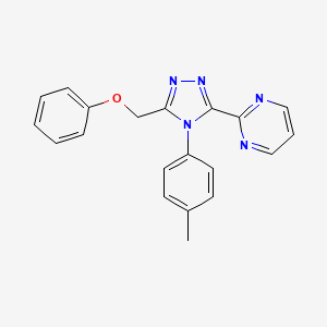 molecular formula C20H17N5O B12726340 Pyrimidine, 2-(4-(4-methylphenyl)-5-(phenoxymethyl)-4H-1,2,4-triazol-3-yl)- CAS No. 141078-98-0