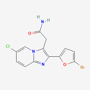 molecular formula C13H9BrClN3O2 B12726353 Imidazo(1,2-a)pyridine-3-acetamide, 2-(5-bromo-2-furanyl)-6-chloro- CAS No. 88570-80-3