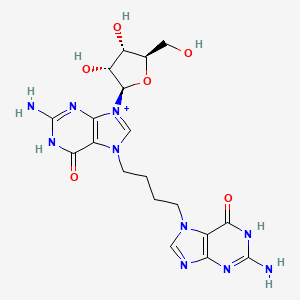 molecular formula C19H25N10O6+ B12726381 1-(7-Guanyl)-4-(7-guanosinyl)butane CAS No. 74746-59-1