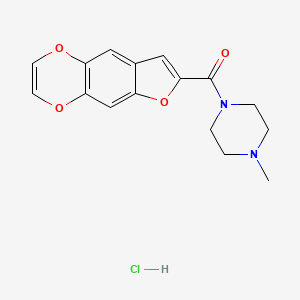 molecular formula C16H17ClN2O4 B12726430 Piperazine, 1-((furo(2,3-g)-1,4-benzodioxin-7-yl)carbonyl)-4-methyl-, hydrochloride CAS No. 102517-04-4