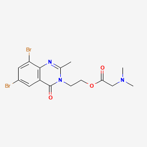 molecular formula C15H17Br2N3O3 B12726489 N,N-Dimethylglycine 2-(6,8-dibromo-2-methyl-4-oxo-3(4H)-quinazolinyl)ethyl ester CAS No. 110022-73-6