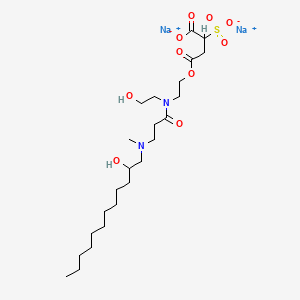 molecular formula C24H44N2Na2O10S B12726570 Disodium 4-(2-((3-((2-hydroxydodecyl)methylamino)-1-oxopropyl)(2-hydroxyethyl)amino)ethyl) 2-sulphonatosuccinate CAS No. 41344-13-2