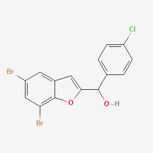 molecular formula C15H9Br2ClO2 B12726613 alpha-(4-Chlorophenyl)-5,7-dibromo-2-benzofuranmethanol CAS No. 83806-71-7