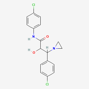 molecular formula C17H16Cl2N2O2 B12726656 N,beta-Bis(4-chlorophenyl)-alpha-hydroxy-1-aziridinepropanamide CAS No. 120978-28-1