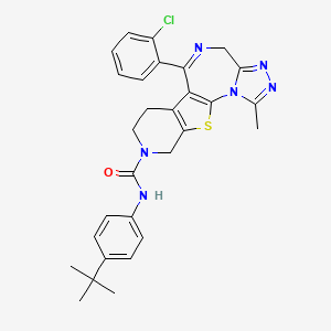 molecular formula C29H29ClN6OS B12726701 N-(4-tert-butylphenyl)-9-(2-chlorophenyl)-3-methyl-17-thia-2,4,5,8,14-pentazatetracyclo[8.7.0.02,6.011,16]heptadeca-1(10),3,5,8,11(16)-pentaene-14-carboxamide CAS No. 132418-39-4