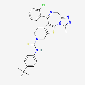 molecular formula C29H29ClN6S2 B12726711 N-(4-tert-butylphenyl)-9-(2-chlorophenyl)-3-methyl-17-thia-2,4,5,8,14-pentazatetracyclo[8.7.0.02,6.011,16]heptadeca-1(10),3,5,8,11(16)-pentaene-14-carbothioamide CAS No. 132418-40-7