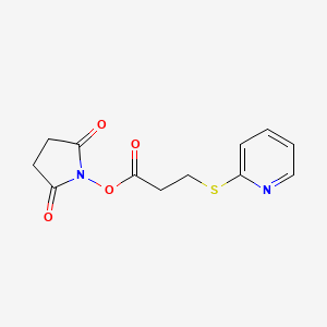 molecular formula C12H12N2O4S B12726721 1-(1-Oxo-3-(2-pyridylthio)propoxy)pyrrolidine-2,5-dione CAS No. 83306-17-6