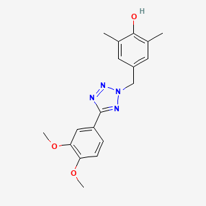 molecular formula C18H20N4O3 B12726753 Phenol, 4-((5-(3,4-dimethoxyphenyl)-2H-tetrazol-2-yl)methyl)-2,6-dimethyl- CAS No. 104186-19-8