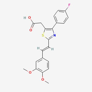 molecular formula C21H18FNO4S B12726778 2-(2-(3,4-Dimethoxyphenyl)ethenyl)-4-(4-fluorophenyl)-5-thiazoleacetic acid CAS No. 116759-15-0