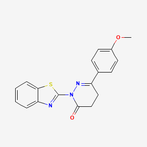 molecular formula C18H15N3O2S B12726816 3(2H)-Pyridazinone, 4,5-dihydro-2-(2-benzothiazolyl)-6-(4-methoxyphenyl)- CAS No. 112445-59-7