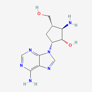 molecular formula C11H16N6O2 B12726819 Carbocyclic-3'-amino-ara-adenosine CAS No. 61914-36-1
