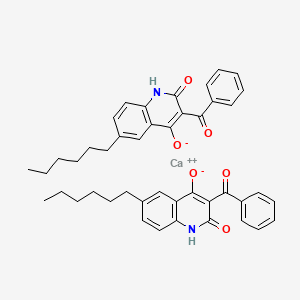 molecular formula C44H44CaN2O6 B12726826 calcium;3-benzoyl-6-hexyl-2-oxo-1H-quinolin-4-olate CAS No. 90182-40-4