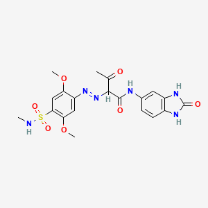 molecular formula C20H22N6O7S B12726873 N-(2,3-Dihydro-2-oxo-1H-benzimidazol-5-yl)-2-((2,5-dimethoxy-4-((methylamino)sulphonyl)phenyl)azo)-3-oxobutyramide CAS No. 94159-58-7