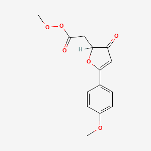 molecular formula C14H14O6 B12726887 Methyl 2,3-dihydro-2-hydroxy-5-(4-methoxyphenyl)-3-oxo-2-furanacetate CAS No. 133880-35-0