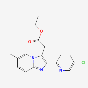 molecular formula C17H16ClN3O2 B12726946 Imidazo(1,2-a)pyridine-3-acetic acid, 2-(5-chloro-2-pyridinyl)-6-methyl-, ethyl ester CAS No. 88571-07-7
