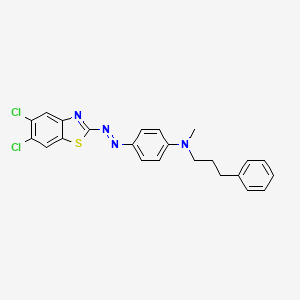 molecular formula C23H20Cl2N4S B12726948 Benzenepropanamine, N-(4-((dichloro-2-benzothiazolyl)azo)phenyl)-N-methyl- CAS No. 92818-48-9